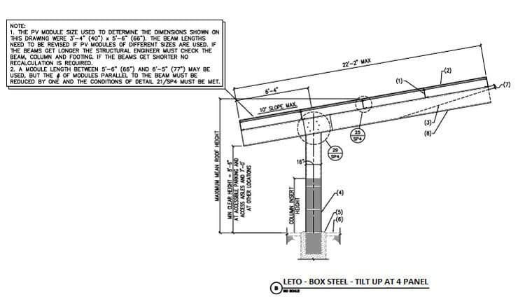 Engineering detail drawing of a carport base and column connection